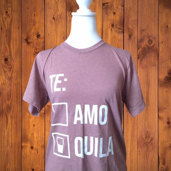 Women's Small Te Amo Te quila Pullover T-Shirt Pink Casual Party Vacation - Picture 2 of 4